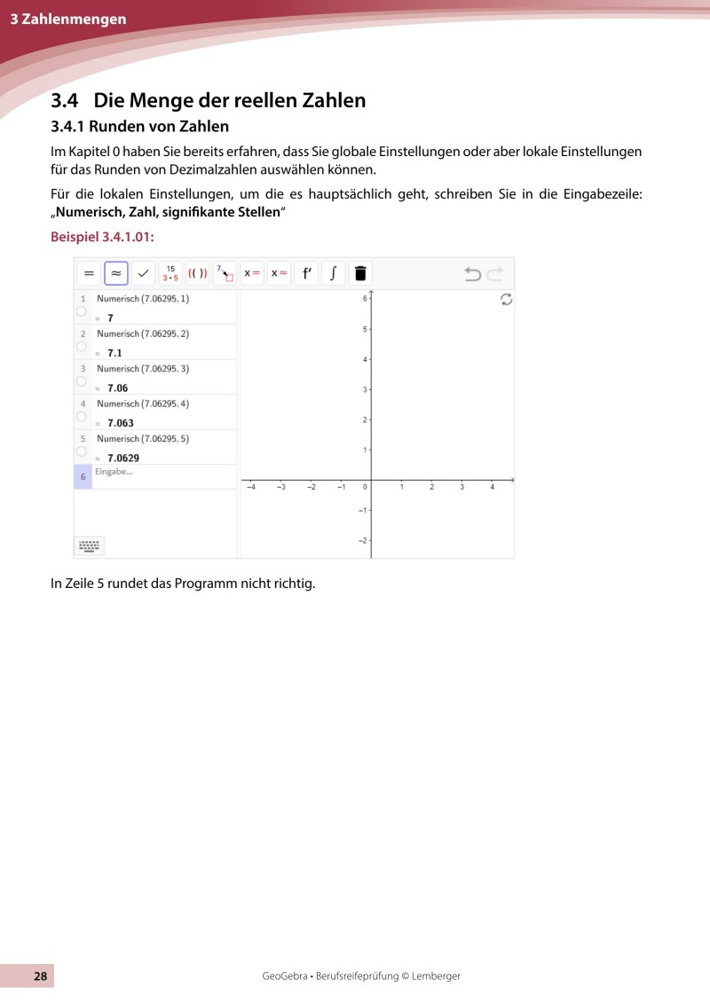 Berufsreifeprüfung Mathematik - Geogebra