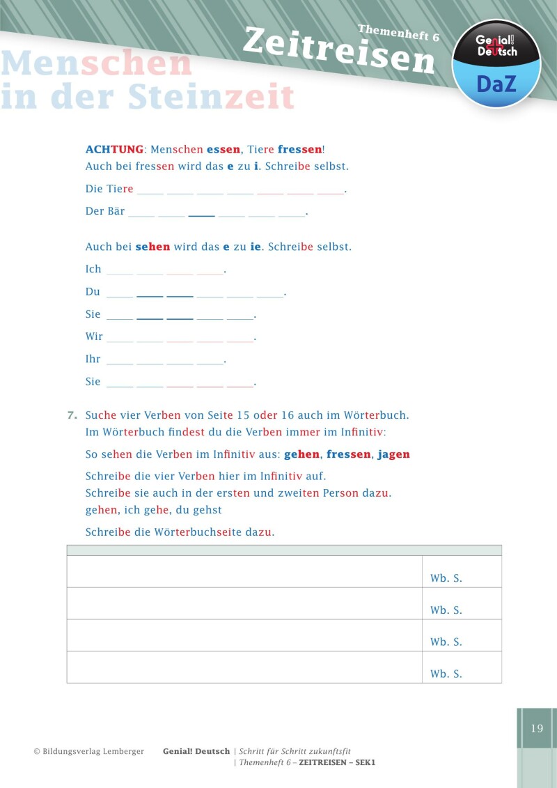Genial! Deutsch DAZ – Schritt für Schritt zukunftsfit – Schulbuch – Themenheft 6 Sekundarstufe 1 – silbierte Ausgabe: Zeitreisen (inklusive 4 Wimmelbilder)