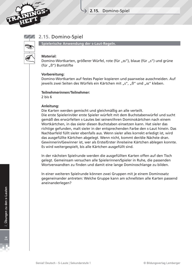 Genial! Deutsch – Trainingsheft s-Laute – Sek 1