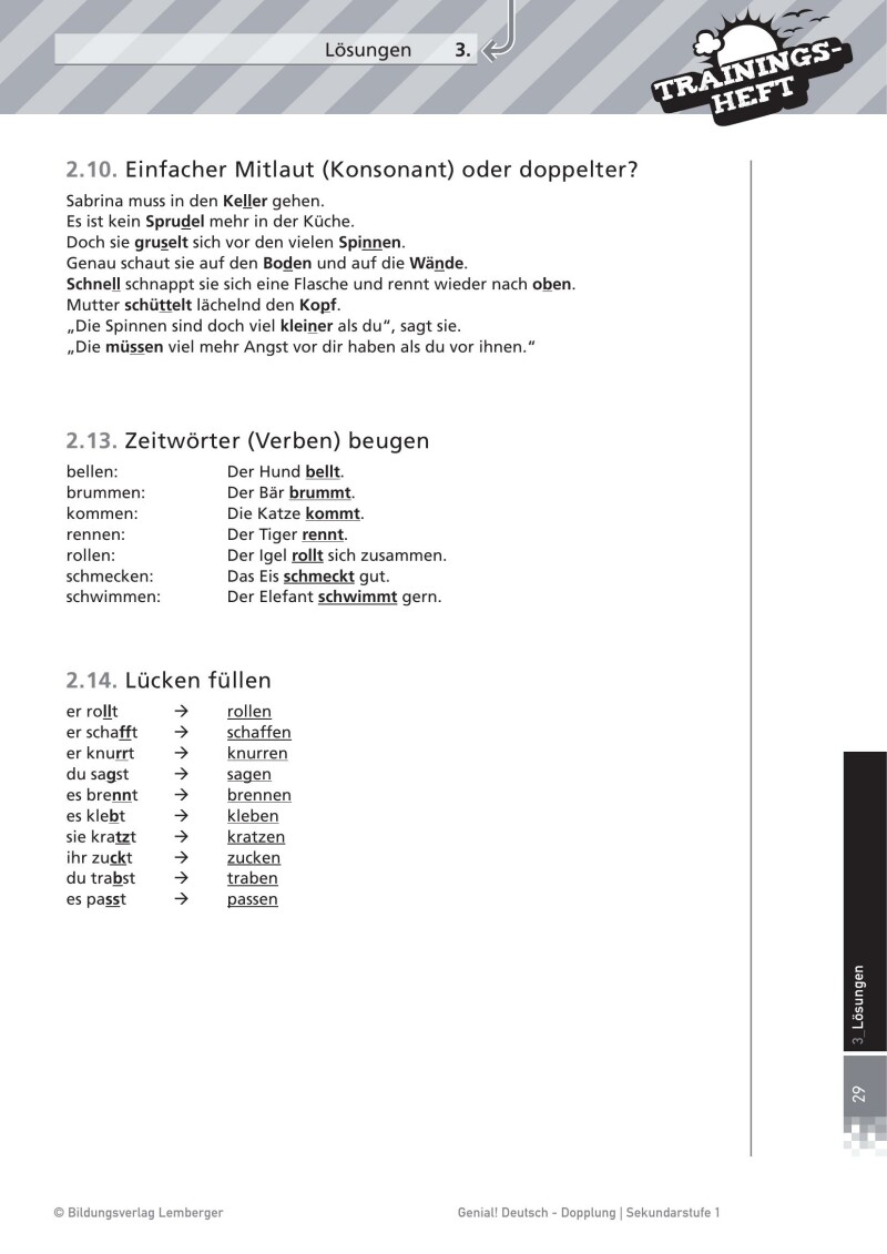 Genial! Deutsch – Trainingsheft Dopplung – Sek 1