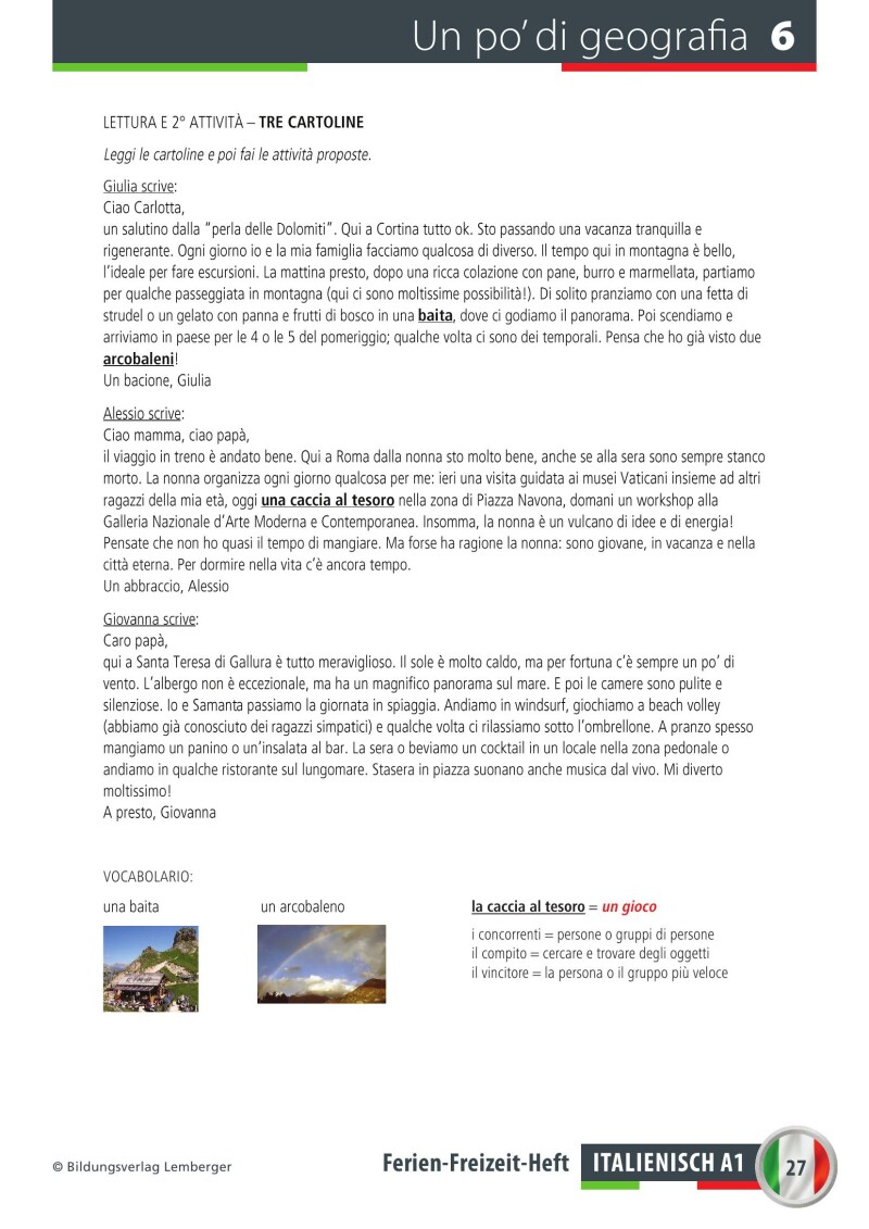 Ferien-Freizeitheft Italienisch A1