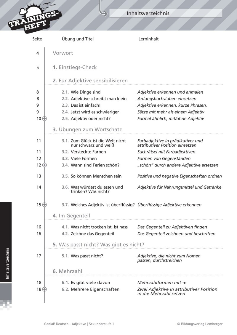 Genial! Deutsch – Trainingsheft Adjektive – Sek 1