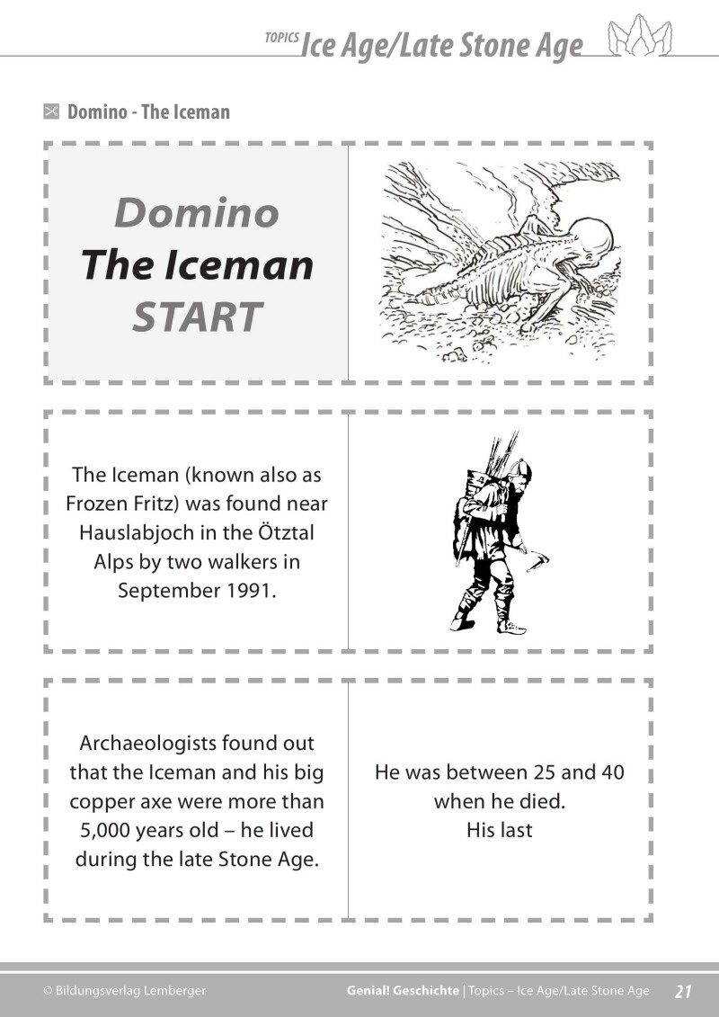 Genial! Geschichte 2 – topics 1: Ice Age – Neanderthal Man – Ötzi, the Iceman