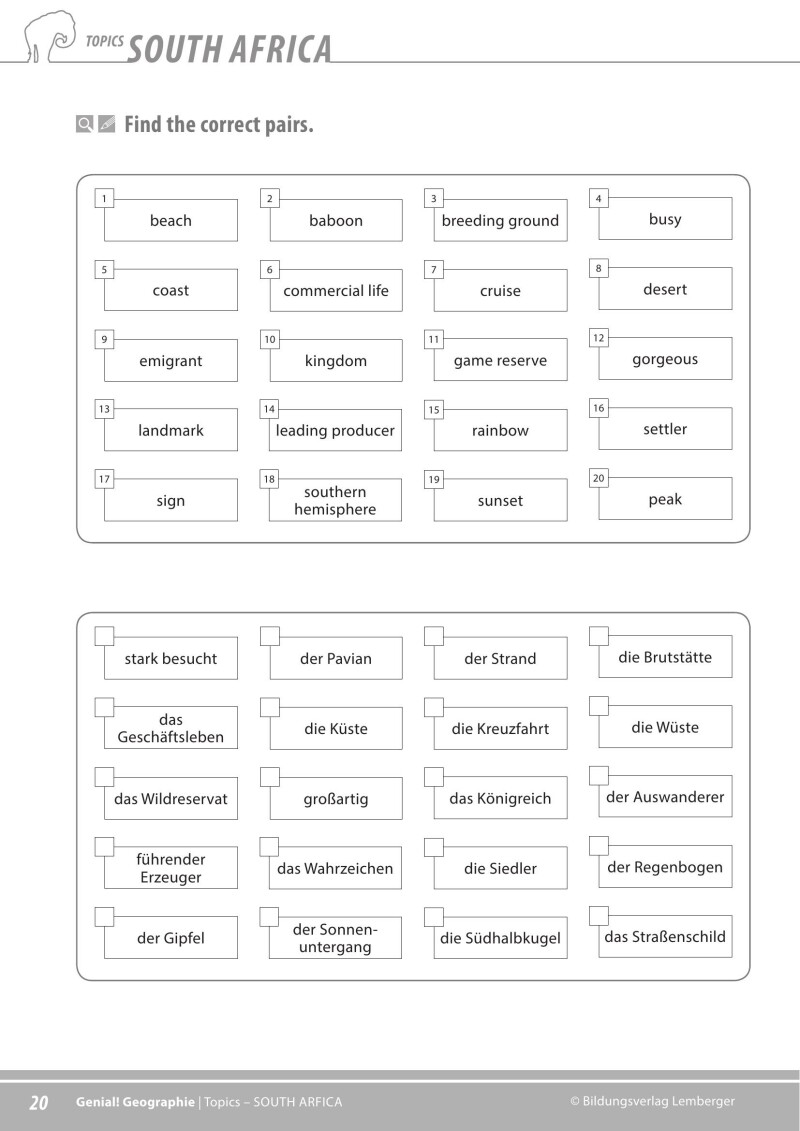 Genial! GW 4 – topics 2: South Africa