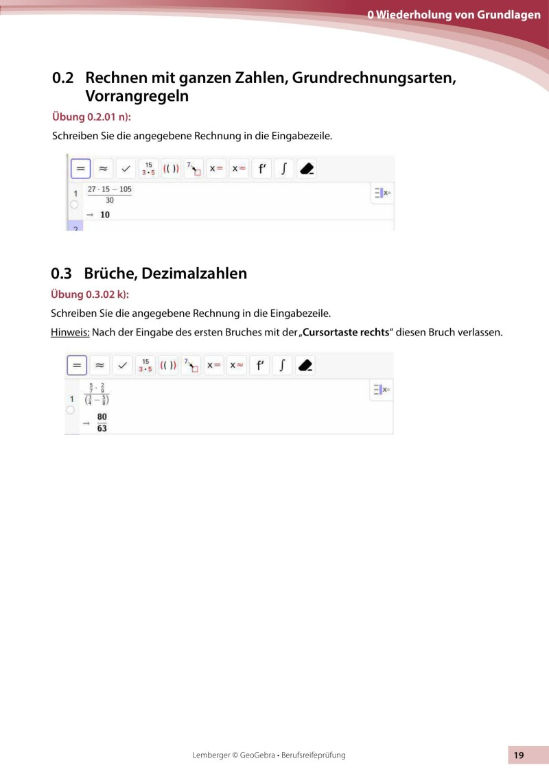 Berufsreifeprüfung Mathematik - Geogebra