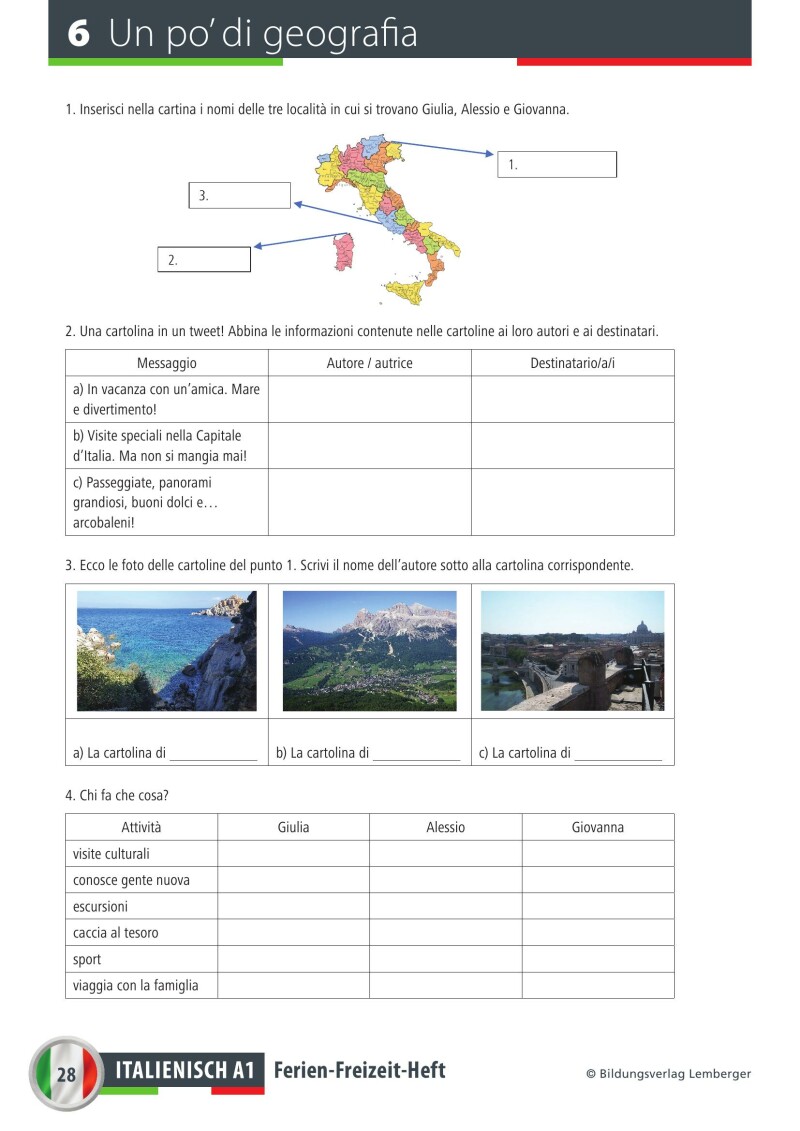 Ferien-Freizeitheft Italienisch A1
