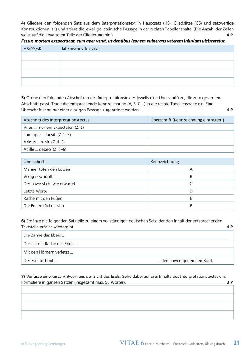 Vitae 6 / Probeschularbeiten