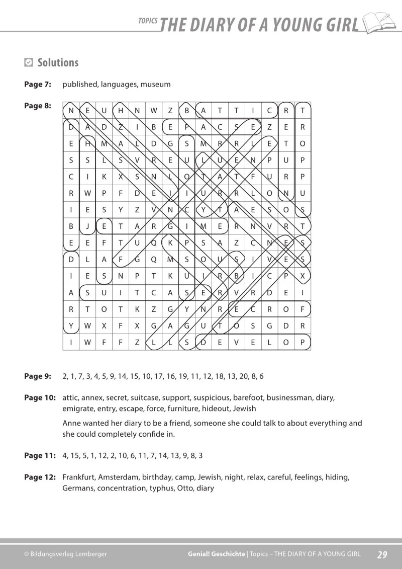 Genial! Geschichte 4 – topics 1: The Diary of Anne Frank