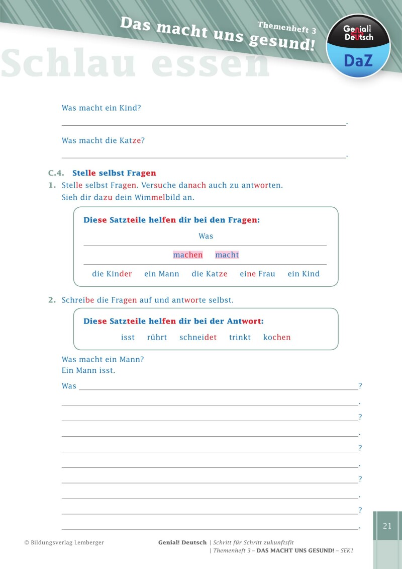 Genial! Deutsch DAZ - Schritt für Schritt zukunftsfit - Schulbuch - Themenheft 3 Sekundarstufe 1 - sibierte Ausgabe: Das macht uns gesund!