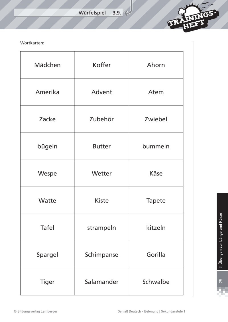 Genial! Deutsch – Trainingsheft Betonung – Sek 1