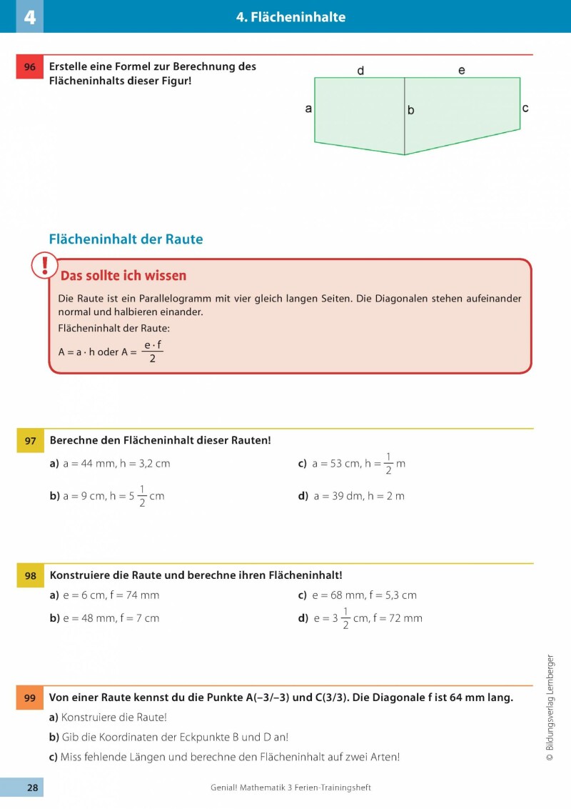 Genial! Mathematik 3 - Ich kann's!: Ferien-Trainings-Heft