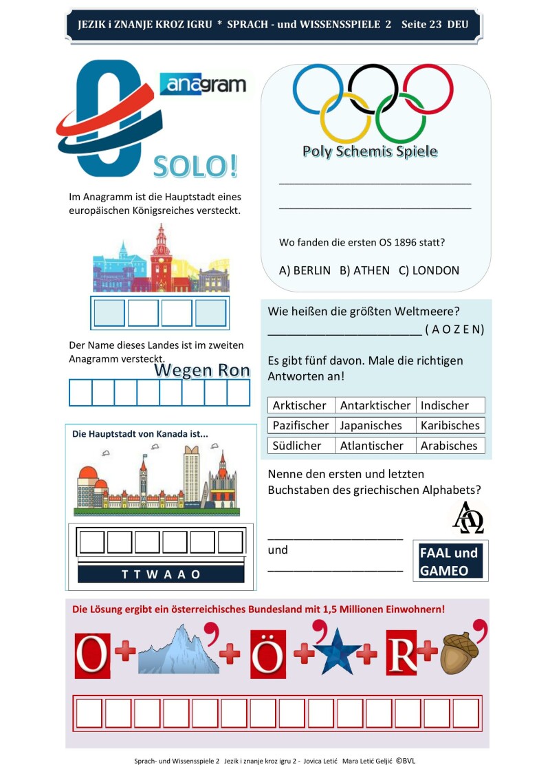"Sprach- und Wissensspiele 2"/“Jezik i znanje kroz igru 2“